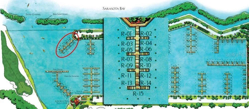 R-dock, Slip R-07 is on the north side of the pier. Just off the entry channel.