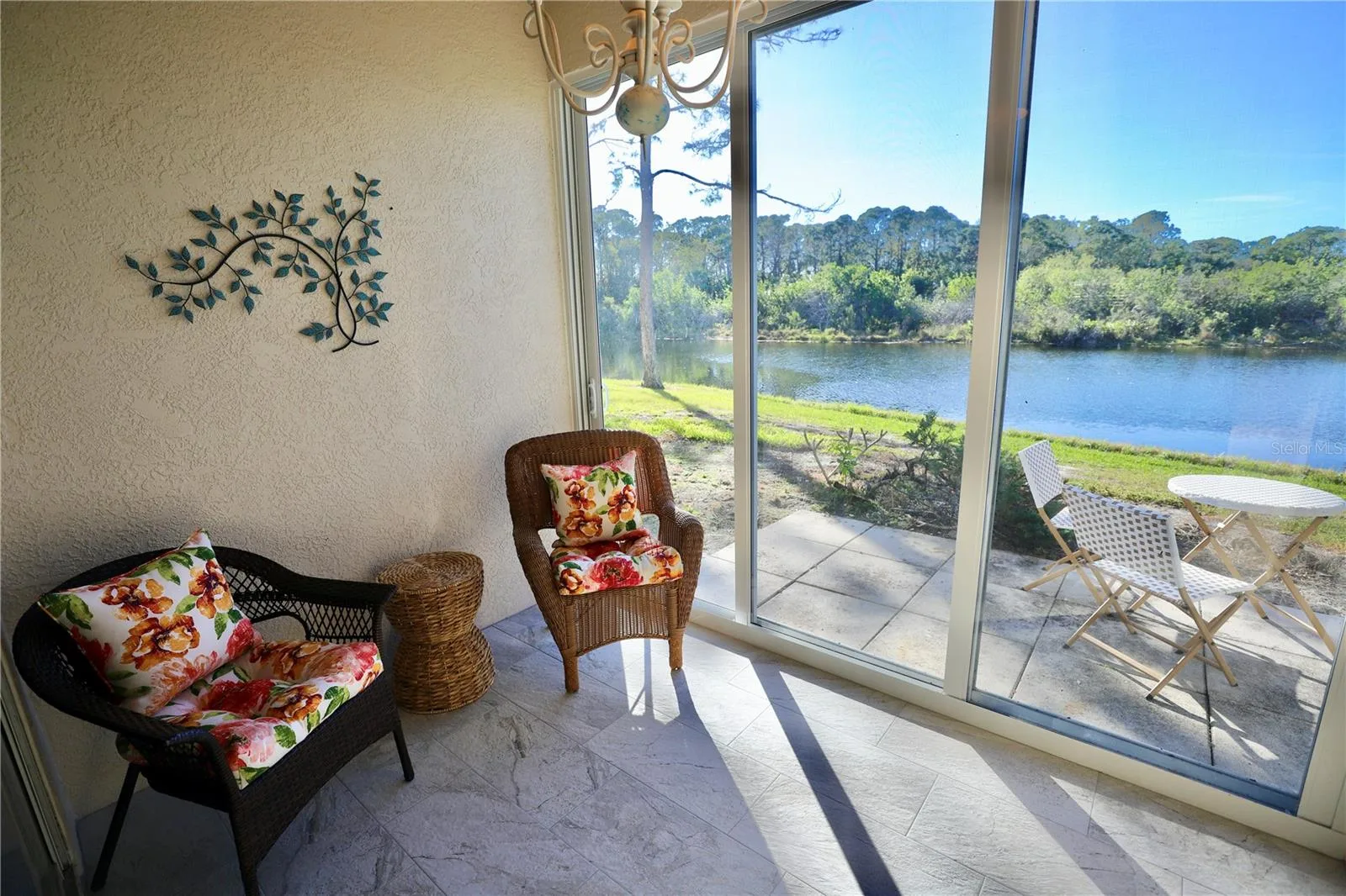 Lanai with lake view
