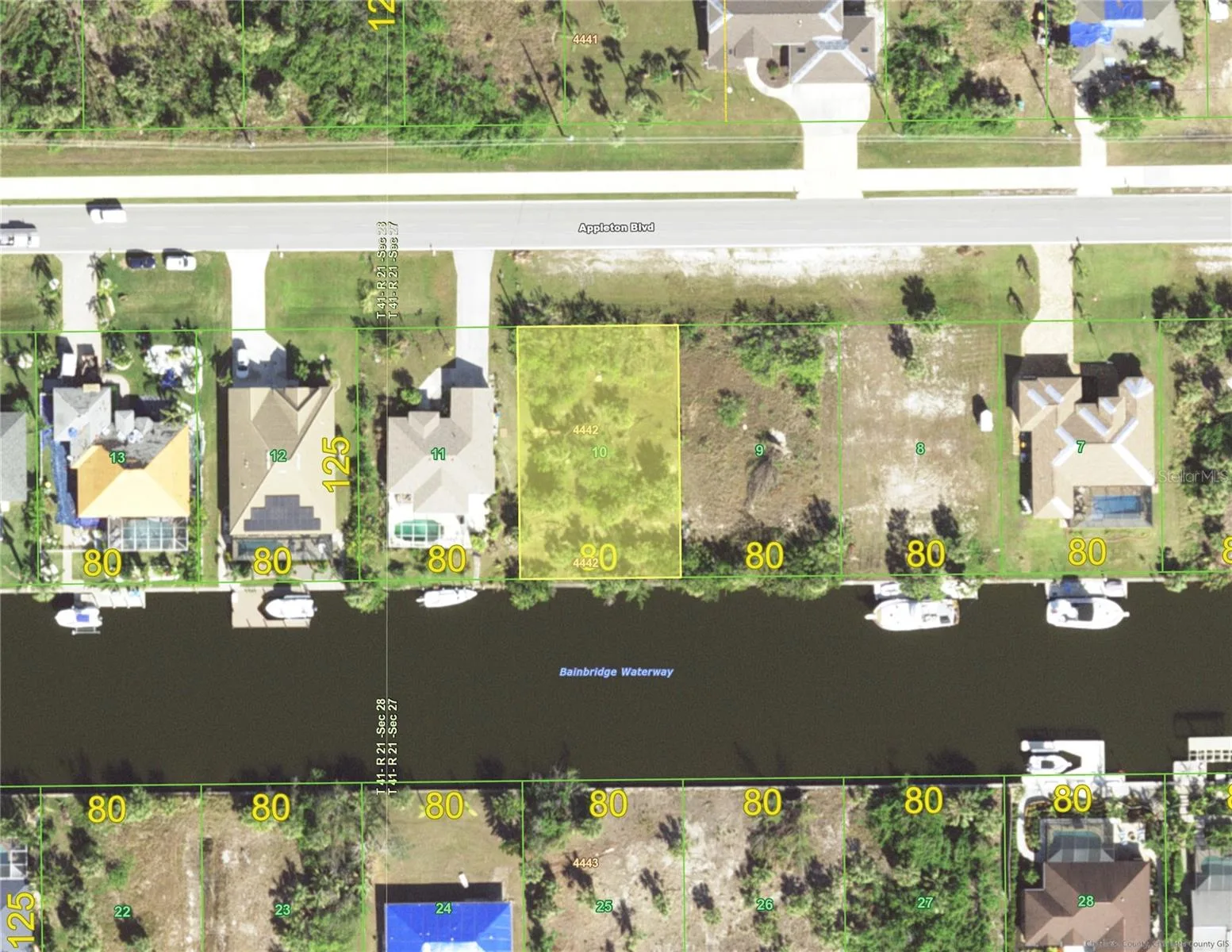 80 Feet of frontage on the Brainbridge Waterway with a concrete seawall.