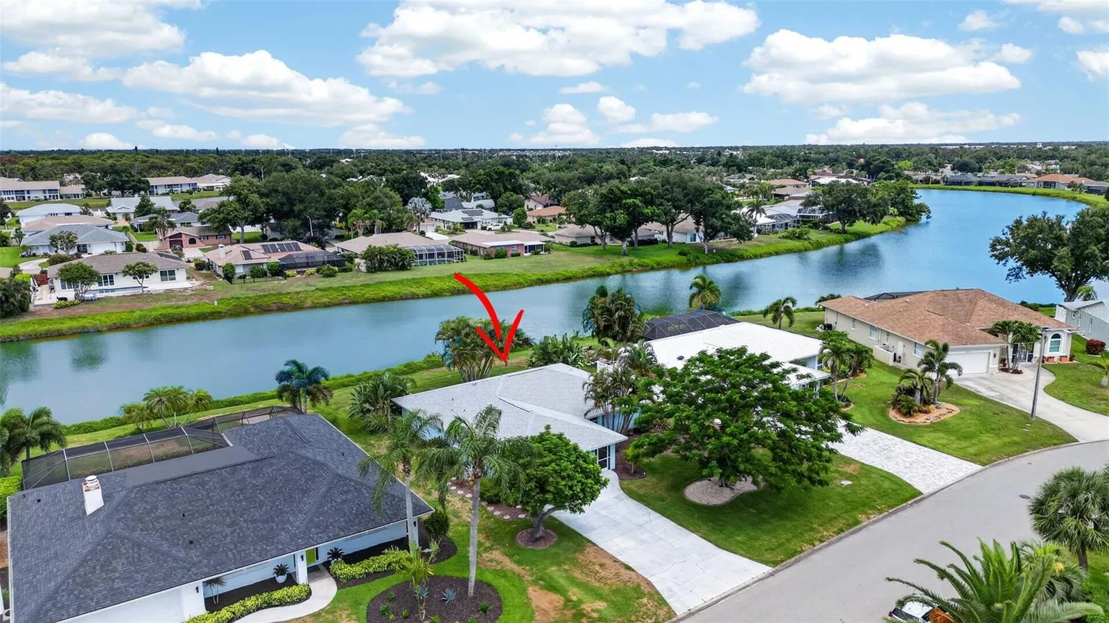 Aerial View of Home on Lake